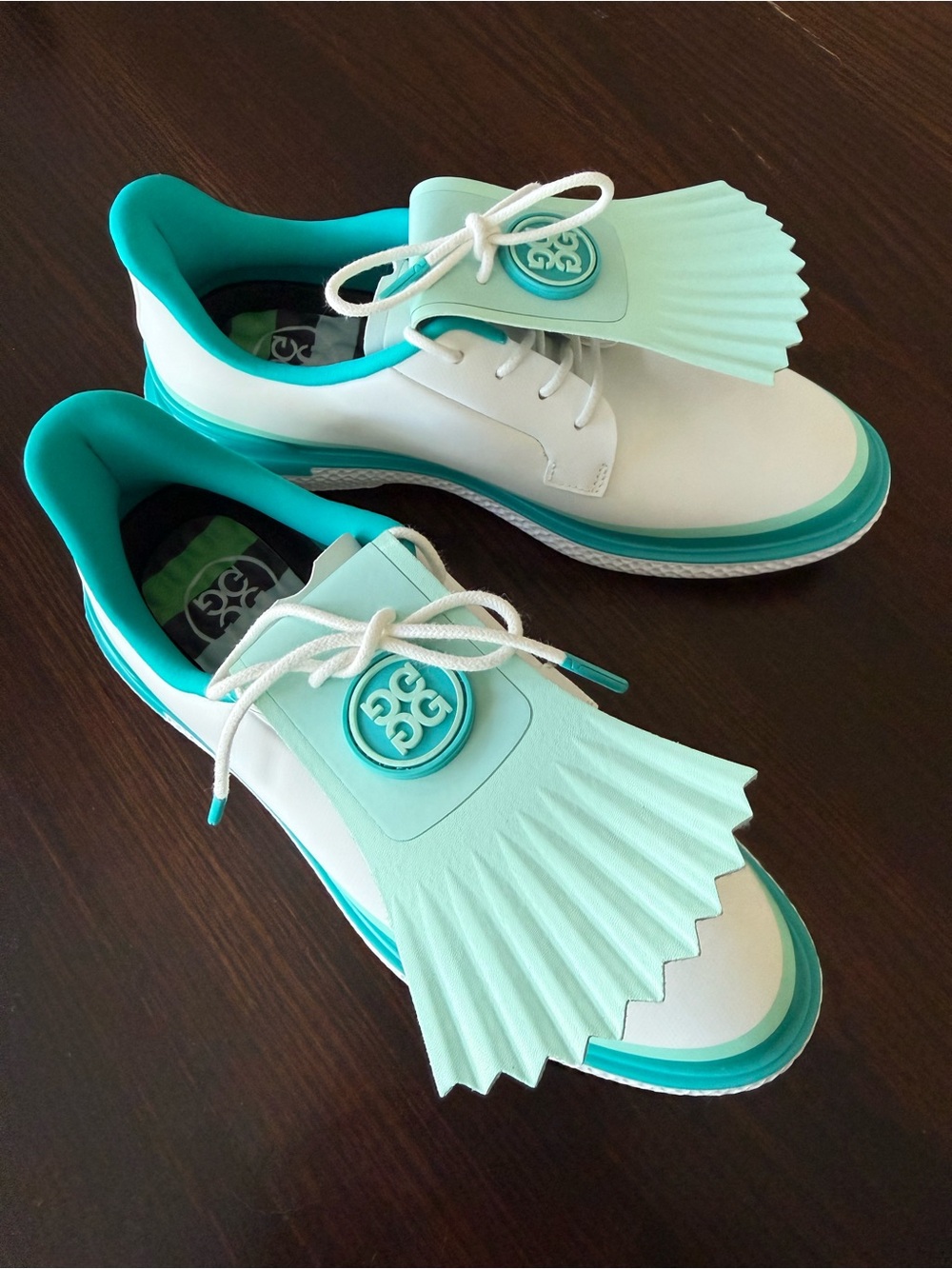 Women’s G Fore golf shoes with Teal Trim and Tassel